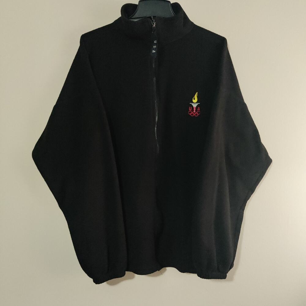 United States Olympic USA Made Fleece Full‎ Zip Jacket Mens XXL 100% Polyester